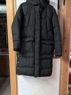 Arizona Jean Company Black Long Puffer Coat with Hood